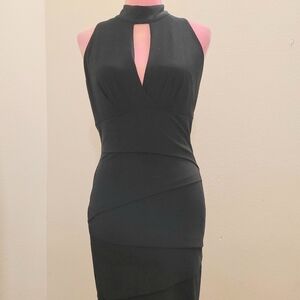 White House Black Market Black Ruched Cut Out Bodycon Dress Sz 8